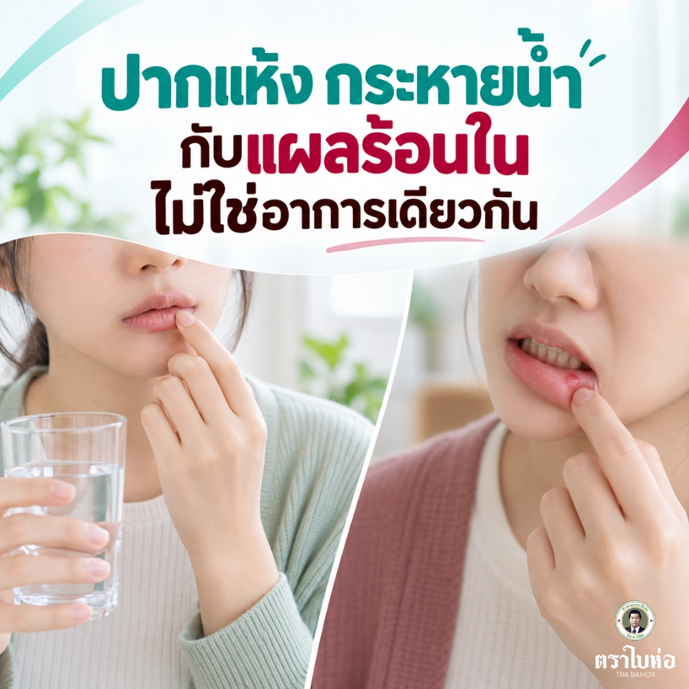 ปากแห้ง กระหายน้ำ กับแผลร้อนใน ไม่ใช่อาการเดียวกัน